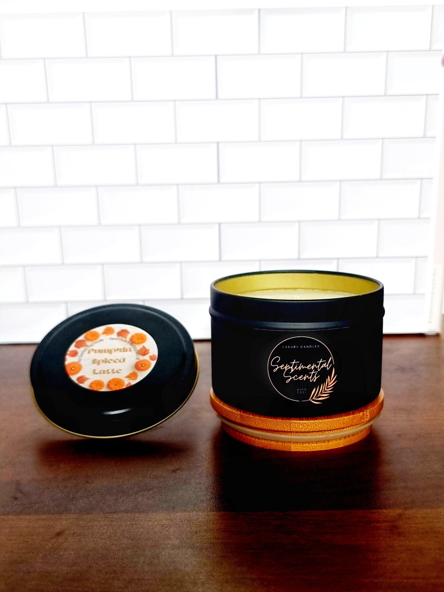 Pumpkin Spiced Latte Scented Matte Black Candle Tin