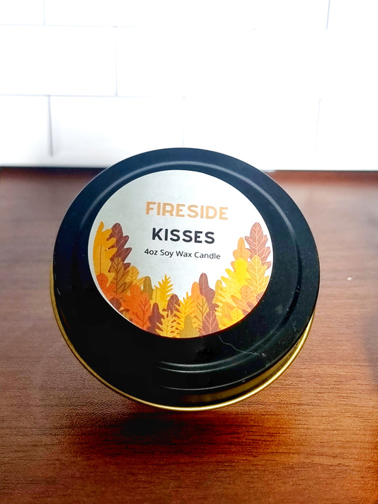 Fireside Kisses Scented Matte Black Candle Tin