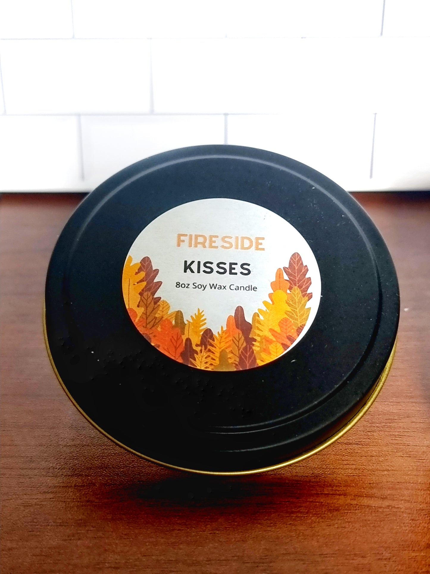 Fireside Kisses Scented Matte Black Candle Tin