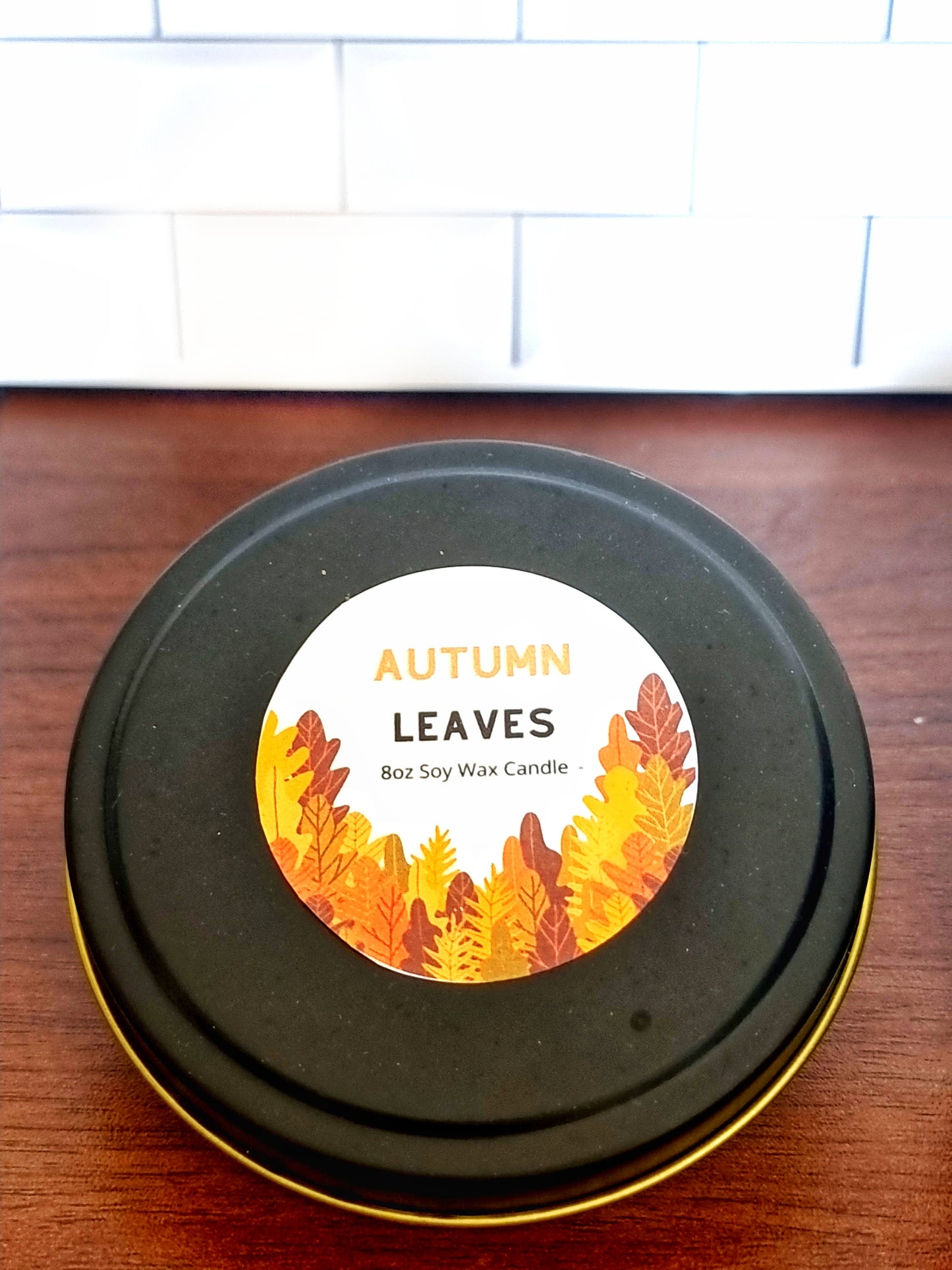 Autumn Leaves Scented Matte Black Candle Tin