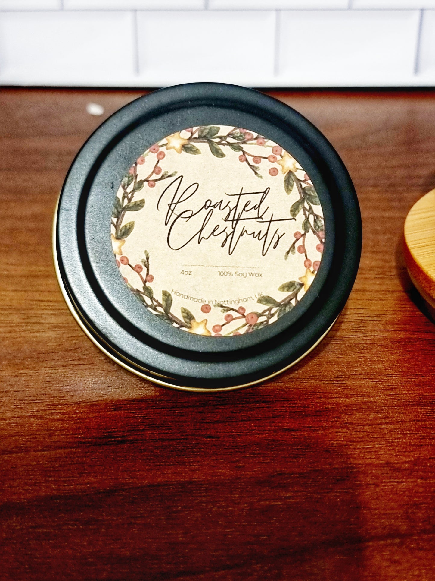 Roasted Chestnuts Scented Matte Black Candle Tin