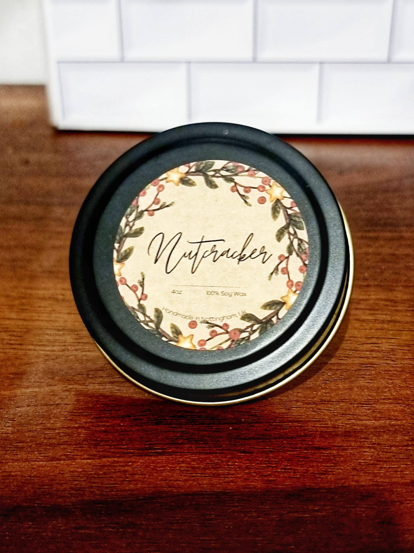 Nutcracker Scented Matte Black Candle Tin