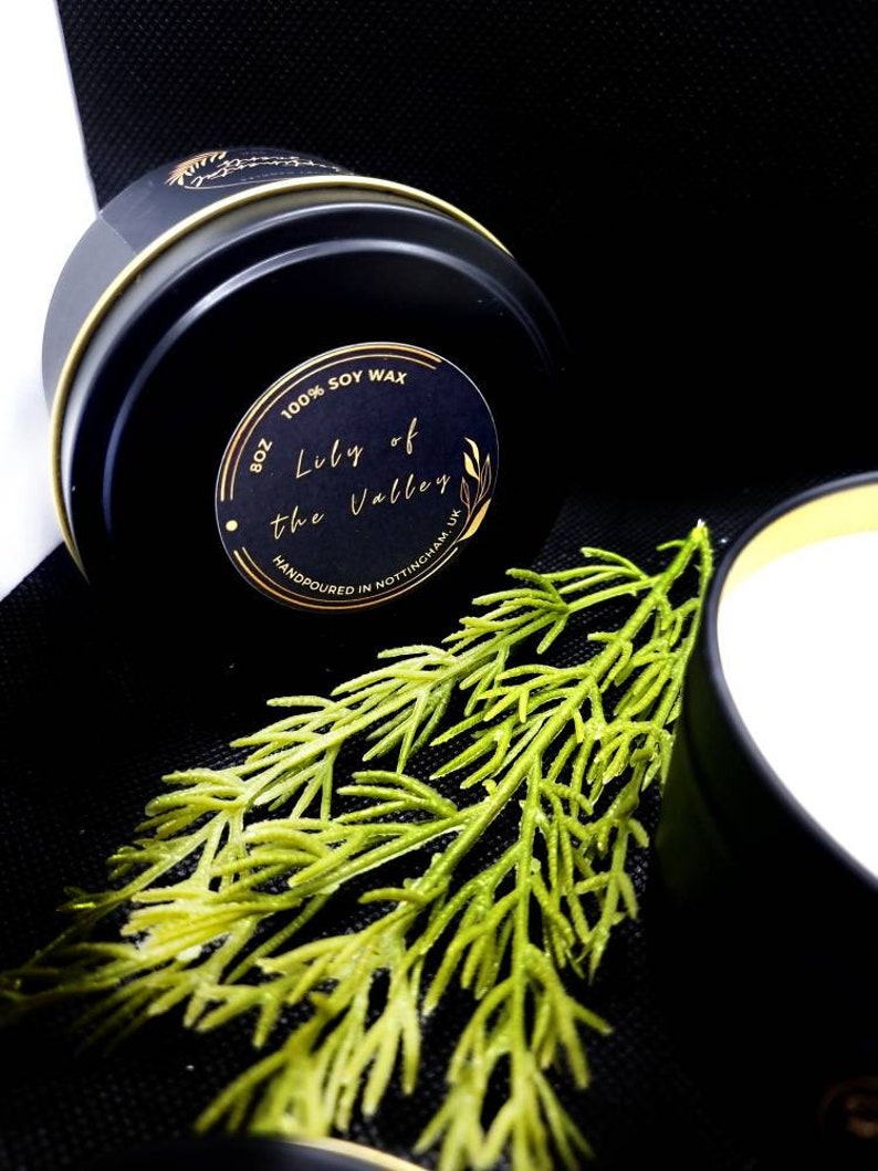 Lily Of The Valley Scented Matte Black Candle Tin