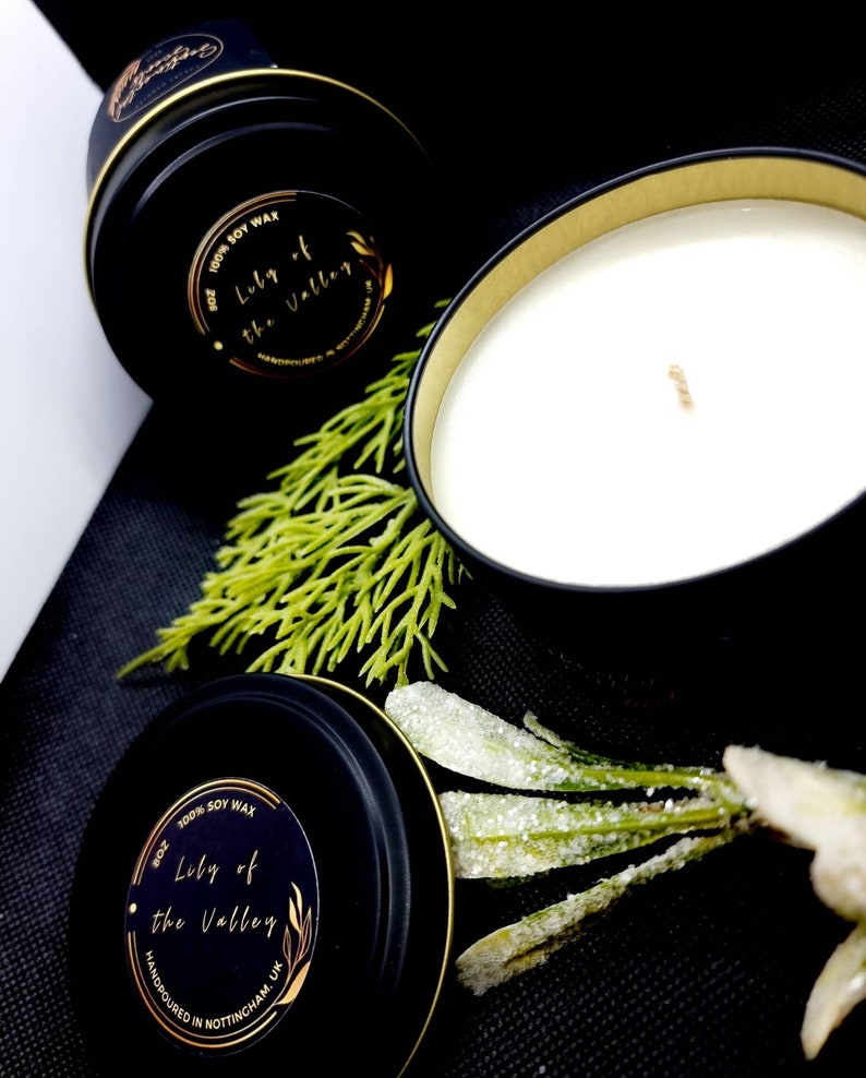 Lily Of The Valley Scented Matte Black Candle Tin